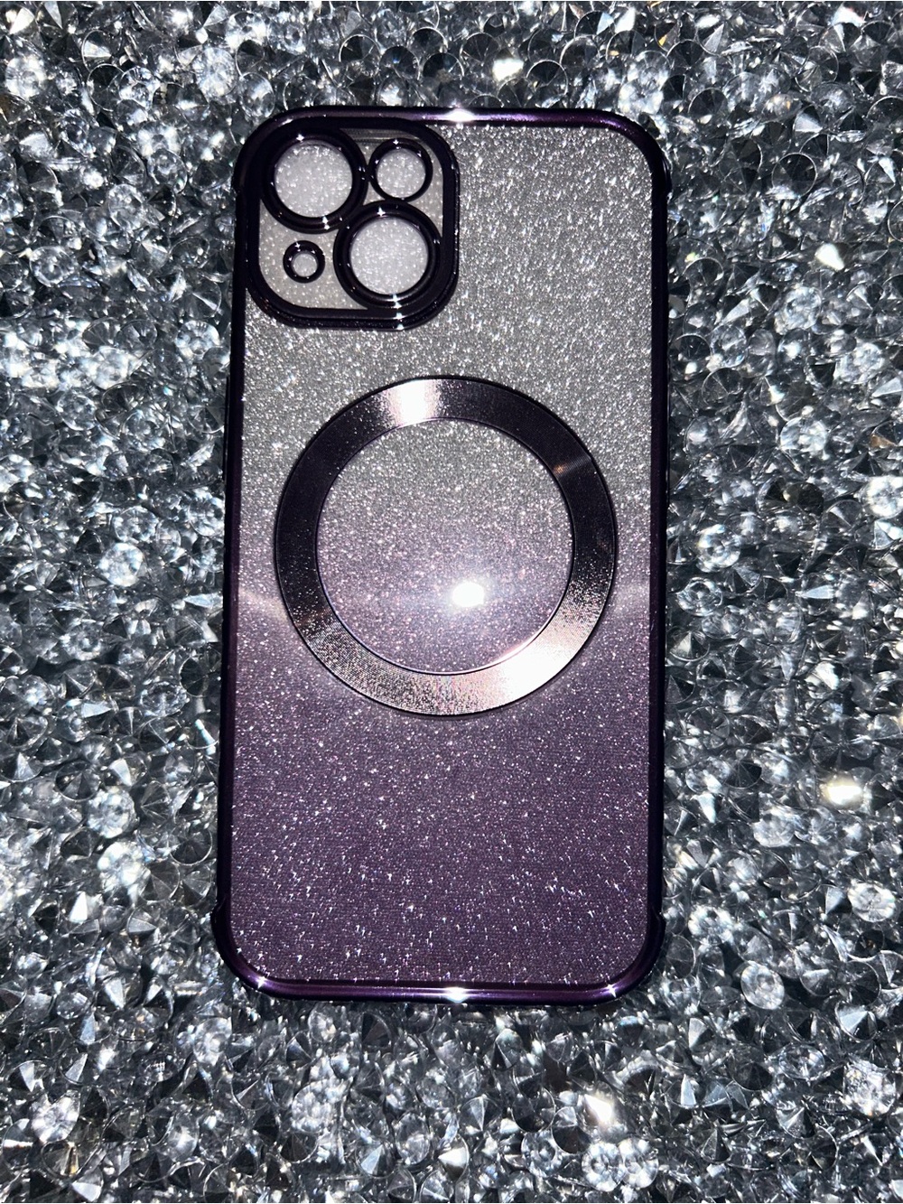 iPhone 15 Glitter Gradient Magnetic Phone Case - Purple